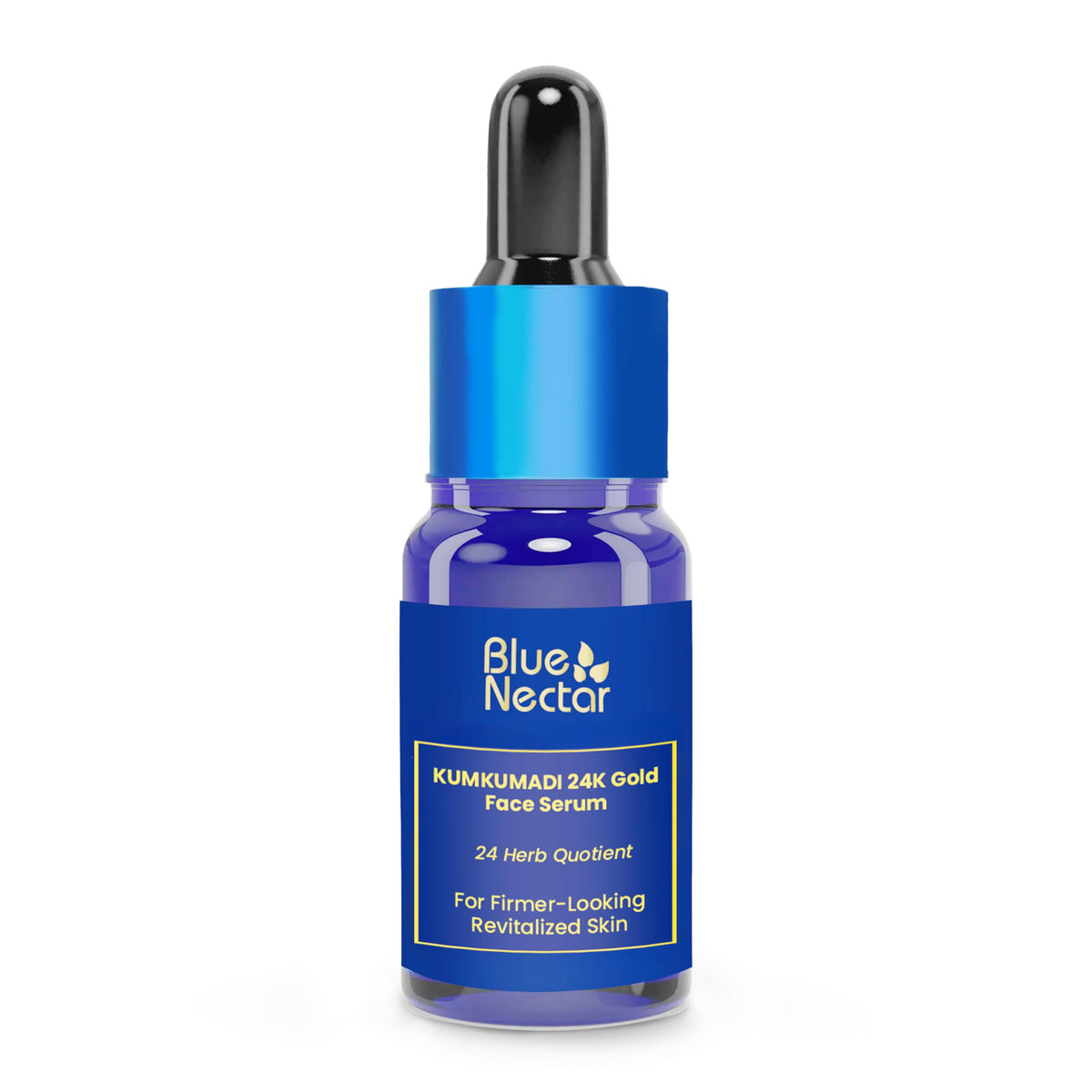Blue Nectar 24k Gold Serum for Glowing Skin | Natural Kumkumadi Oil Serum for Face Infused with 24K Gold | Ayurvedic Face for Skin Brightening and Firming (24 Herbs, 10ml)