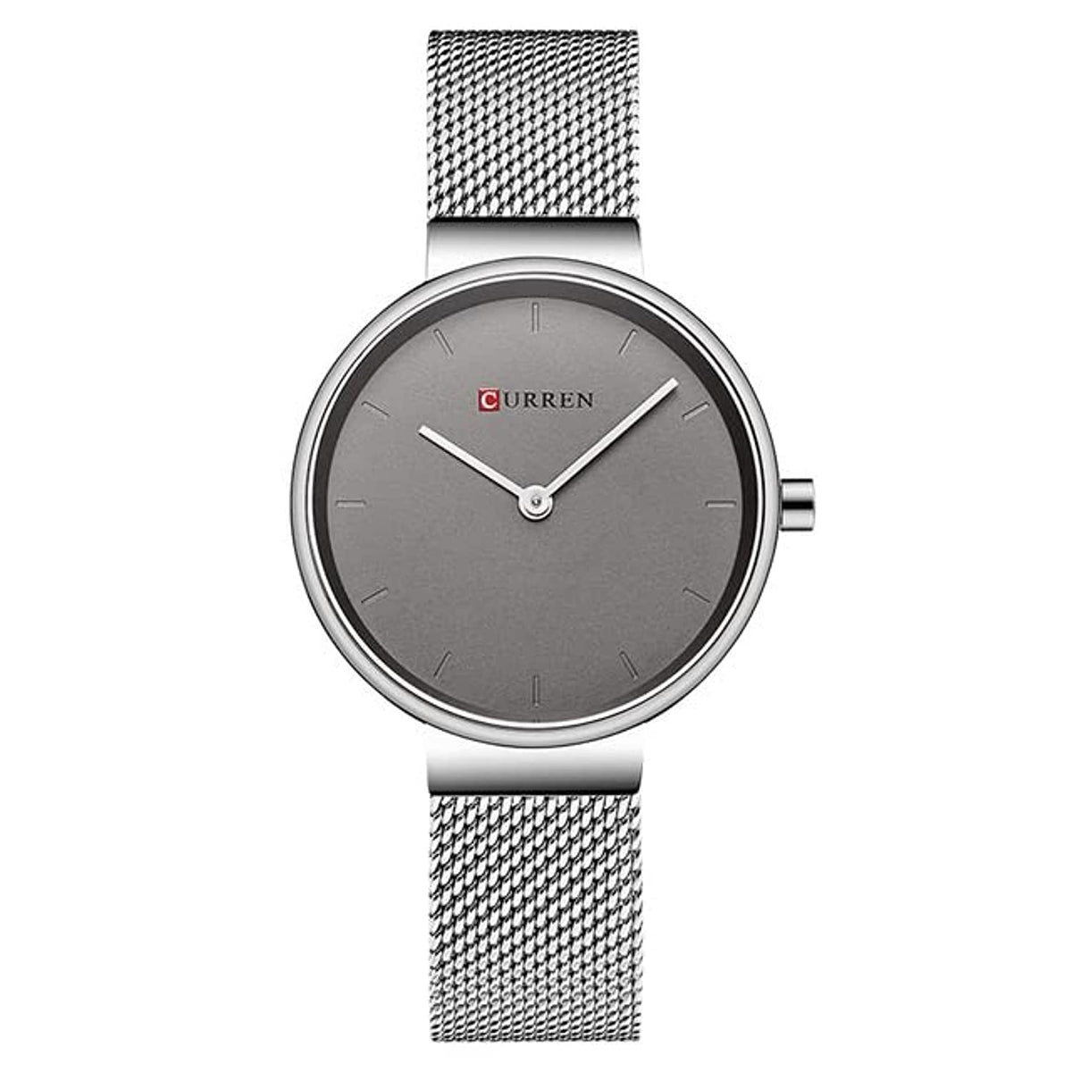 CURREN Ladies Analog Watch Stainless Steel Case Gray Dial Stainless Steel Bracelet