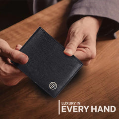 HAMMONDS FLYCATCHER Genuine Leather Wallet for Men, RFID Protected Leather Purse for Men, Money Purse for Men, Bi-Fold Wallet, 4 Card Slots, Coin Pocket, Hidden Pockets - Black
