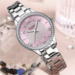 Curren 9084 Fashion Casual Luxury Quartz Women's Watches Waterproof Automatic Watches Original Design Elelgant Lover's Gift Diamond Gold Women's Watch - Silver