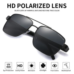 PUKCLAR Pilot Men Polarized Sunglasses Lightweight Rectangular Sunglasses for Man Women with UV400 Protection for Driving Golf