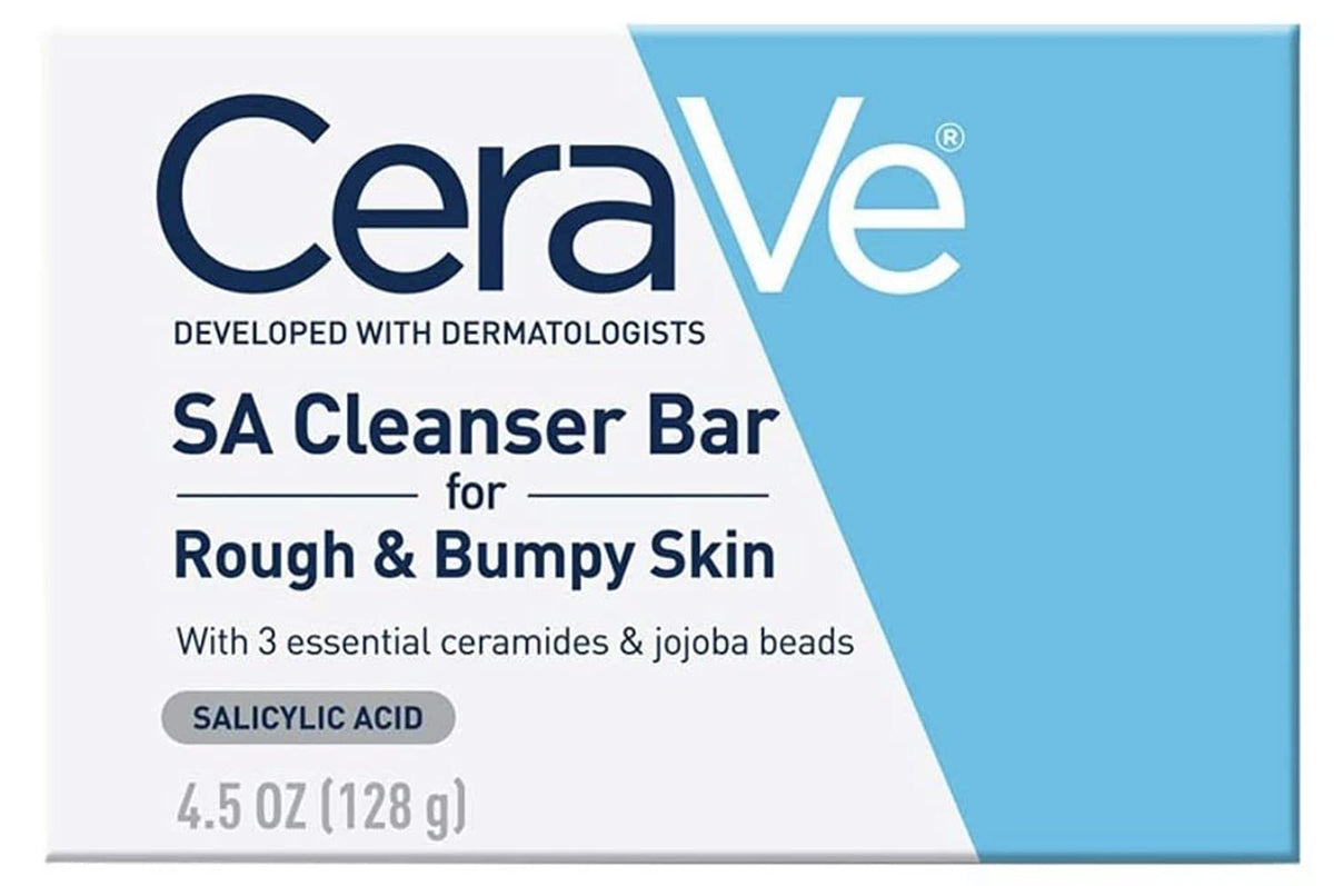 CeraVe SA Cleanser Bar for Rough & Bumpy Skin, 4.5 OZ | Soap-Free, Parabens-free, Fragrance-Free | Dual action chemical and physical exfoliation with Salicylic Acid and Jojoba Beads