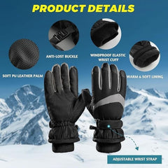 CLENEA Ski Gloves Men, Winter Gloves Warm for Men & Women, Waterproof Gloves Touchscreen, Snow Gloves Women