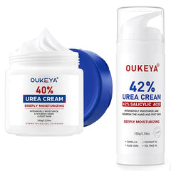 OUKEYA Urea Cream 42% plus Salicylic Acid 2% 350g for Dry Cracked Feet, Heels, Knees, Elbows, Hands Repair Treatment with 150g Urea Cream 42% plus Salicylic Acid 2% Intensive Repair Treatment