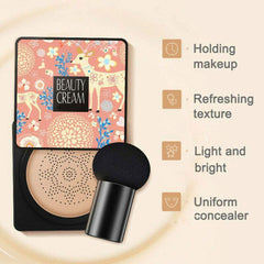 Mushroom Head Air Cushion Foundation CC Cream Water Feeling Flawless BB Cream Moisturizing Oil Control, Lightweight & Smoothing Natural Concealer (Natural)