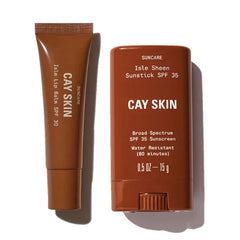 Cay Skin Isle Lip Balm SPF 30 & Invisible Sunstick SPF 35 Duo – Hydrating Clear Lip Gloss & Reef-Safe Travel Face & Neck Sunscreen (0.85 oz)