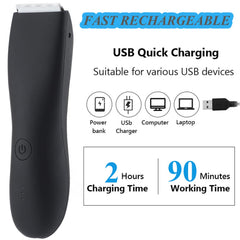 VUCATIN Electric Body Hair Trimmer for Men Groin Trimmer Beard Hair Clippers Mens Grooming Kit, Cordless Ceramic Blade Heads IPX6 Waterproof for Wet/Dry Use Low Sound Body Trimmer