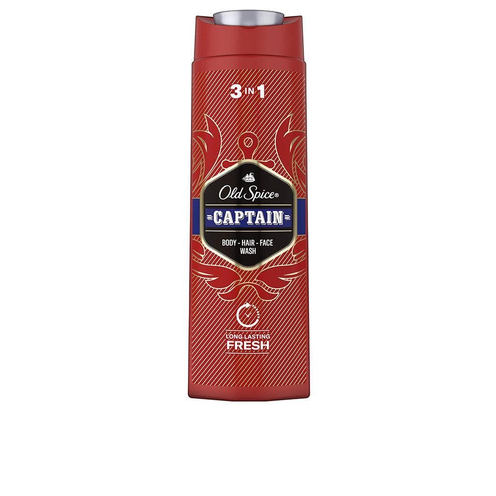 Old Spice Captain 3 in 1 Multipurpose Shampoo for Hair, Face and Body 400ml, Long-lasting freshness, good fragrance, deep cleansing