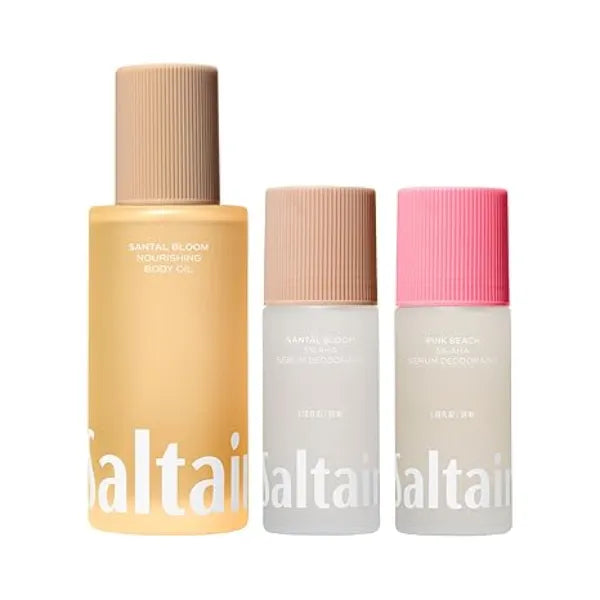 Saltair Deodorant and Body Oil Bundle Signature Scent 2 Pack AHA Serum Deodorant (2 x 1.7oz) + Santal Bloom Body Oil Moisturizer (4oz) Aluminum Free, Hydrating Skin Care for Women and Men