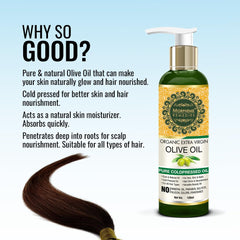 Morpheme Remedies Organic Extra Virgin Olive Oil Pure ColdPressed Oil for Hair & Skin - 120ml