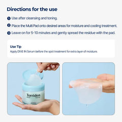 Torriden DIVE IN Multi Pad (80 pads) | Serum infused Facial Pads for Cooling, Soothing, Hydrating Spot Masking | Hyaluronic Acid, Panthenol, Allantoin