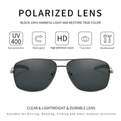 SUNGAIT Men's Polarized Square Aviator Sunglasses Durable Metal Frame for Fishing Driving Golf 100% UV Protection