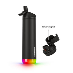 Hidrate Spark PRO Smart Water Bottle - Tracks Water Intake & Glows to Remind You to Stay Hydrated, Chug & Straw lid, 21oz (Black)