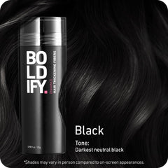 BOLDIFY Hair Fibers for Thinning Hair - 100% Undetectable Natural Formula (Black)