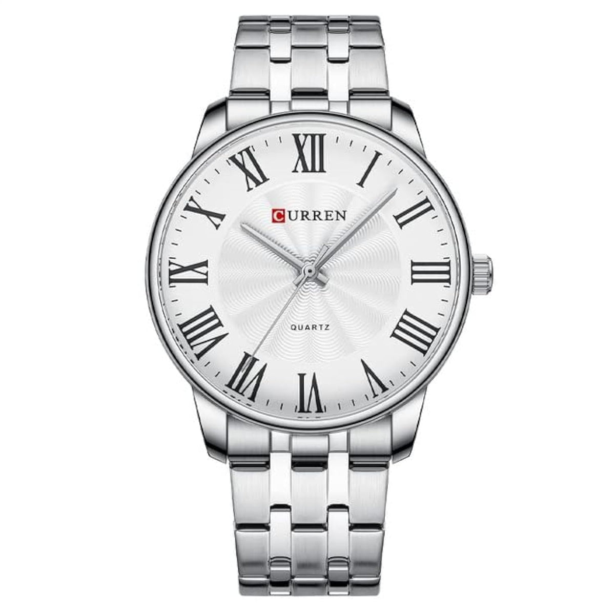 CURREN 8422 Men Quartz Watch Stainless Steel Watche Luxury Business Fashion - SILVER WHITE