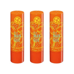 Yves Rocher Moisturising Lip Balm Mango – Set of 3 Fruity Aroma Lip Care Hydrating Balm Lips Nourishing Formula 4.8 g