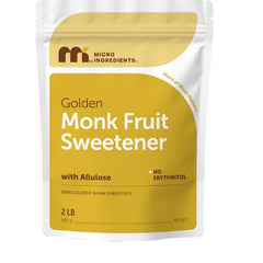Micro Ingredients Golden Monk Fruit Sweetener with Allulose, 2 lbs, Pouch, 1:1 Brown Sugar Substitute, No Erythritol, No Aftertaste, 0 Calorie Alternative for Baking, Coffee, Tea, Keto, Vegan-Non-Gmo