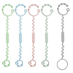 JCDZ Toy Safety Straps for Baby - 5 Pack Silicone Adjustable Stroller Straps, Baby Teether Toys and Sippy Cup Holder Straps for Strollers, High Chair, Car Seat, BPA Free, Multi Colors