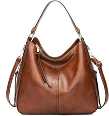 Tjackson Women's Purse Leather Handbag Lady Shoulder Bag Cowhide Tote for Women - Brown