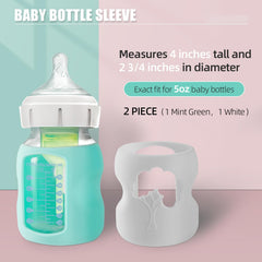 NALACAL Reusable Silicone Baby Bottle Sleeves for Dr. Brown's 8 oz Bottles, Wide Neck, Anti-Colic, Dishwasher Safe, Protective Bottle Covers for Babies, Pink and Blue, Baby Bottle Accessories, 2-Pack