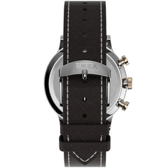 Timex mens Chronograph Watch Waterbury with Leather Strap - Dark Brown/Silver