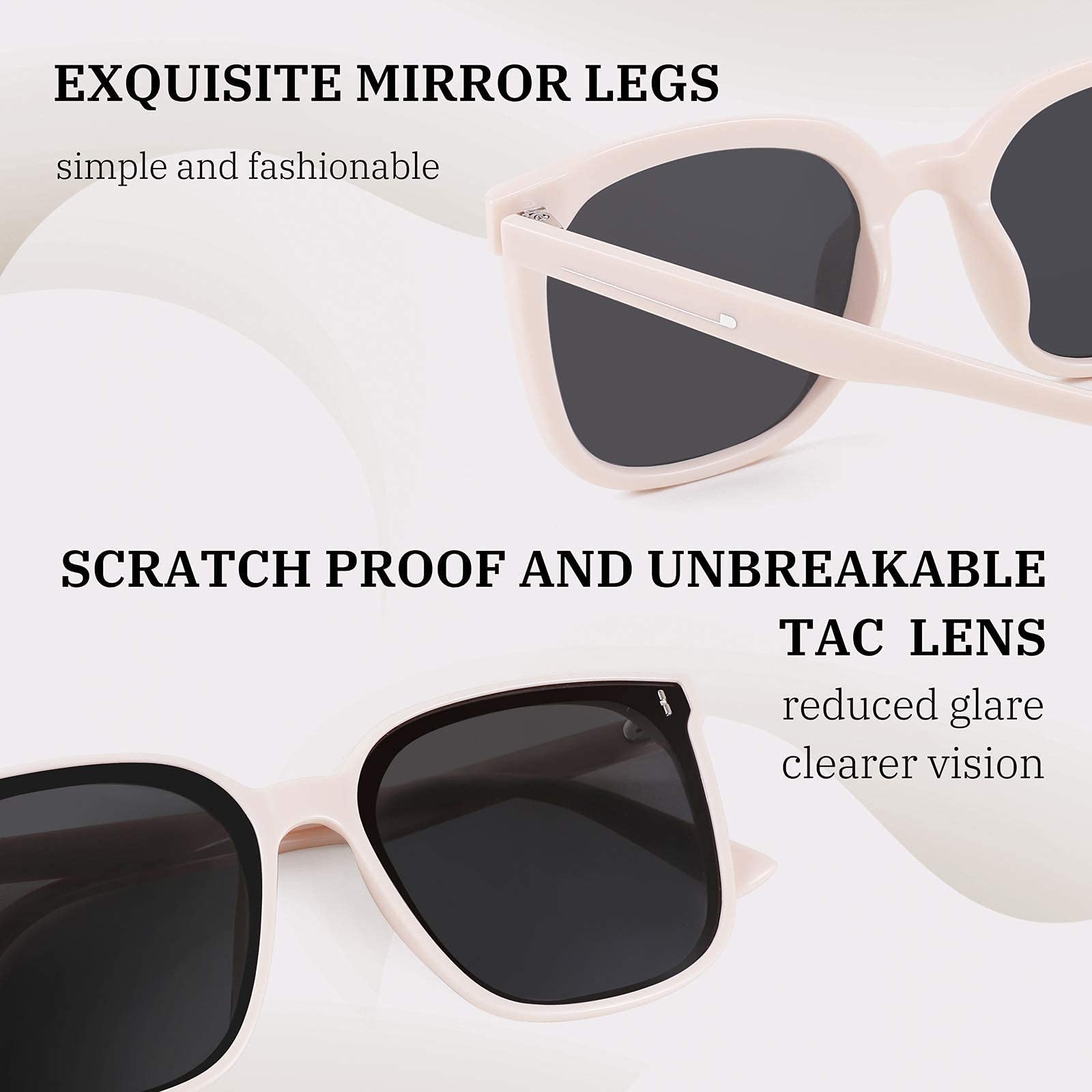 FEISEDY Women Oversized Vintage Polarized Sunglasses Square Cute Trendy Classic Simple Men B2758