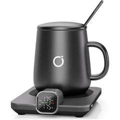 Coffee Mug Warmer Set, Temperature Control Smart Heated Mug for Desk, Electric Coffee Warmer with Auto Shut Off & Real-Time Temp Display, Gifts for Men Women, 15oz, Black