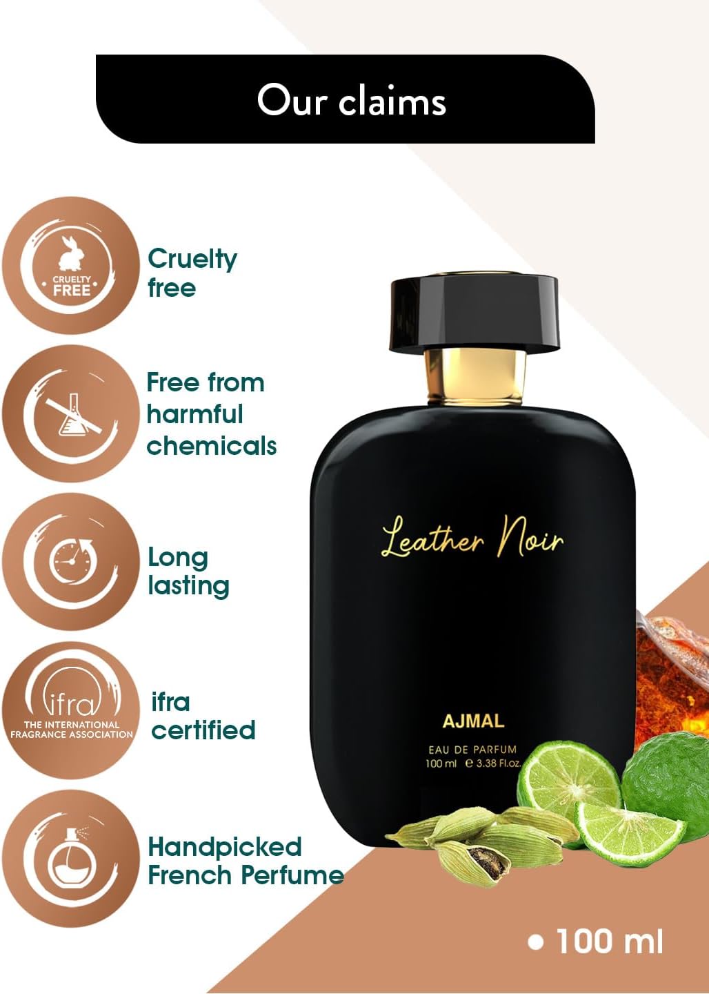 Ajmal ARTISAN - LEATHER NOIR Long lasting Fragrance, Handpicked Luxury Perfume For Men 100ml.