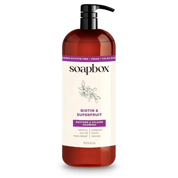 Soapbox Biotin & Super Fruit Shampoo for Volume, 33.8 oz