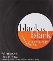 Nu Parfums Black Is Black Vintage Vinyl Eau de Toilette Spray for Men, 3.4 Ounce
