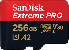 Sandisk Extreme Pro 256 Gb Microsdxc Memory Card + Sd Adapter With A2 App Performance Up To 170 Mb/S, Class 10, U3, V30