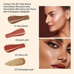 Contour Beauty Wand,Highlighter and Bronzer Stick with Cushion Applicator Attached Easy to Blend,Long Lasting & Smooth Natural Matte Finish (Cherry red)