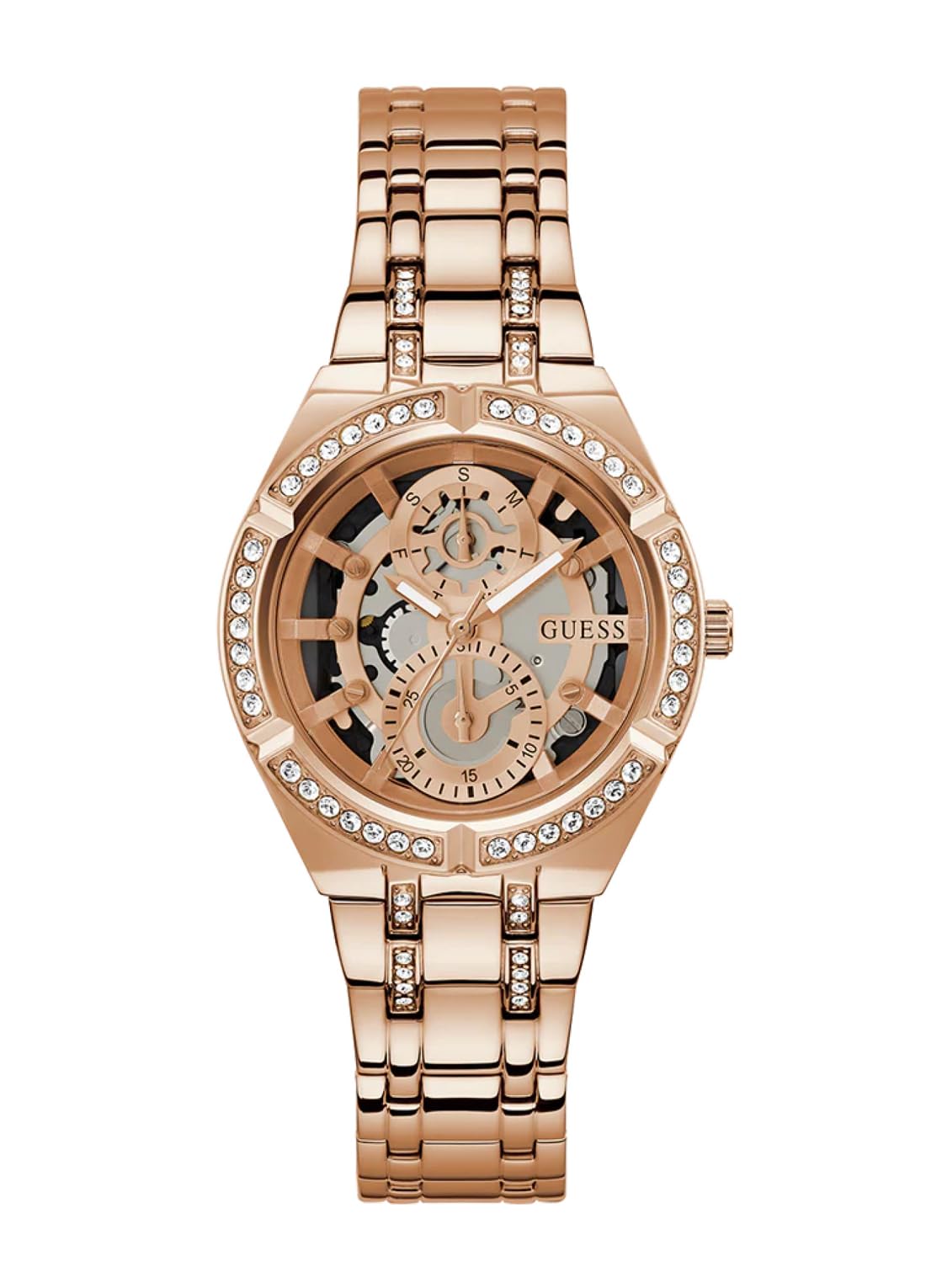 GUESS Women's Quartz Analog Watch with Stainless Steel Strap GW0604L3, Rose Gold, Bracelet