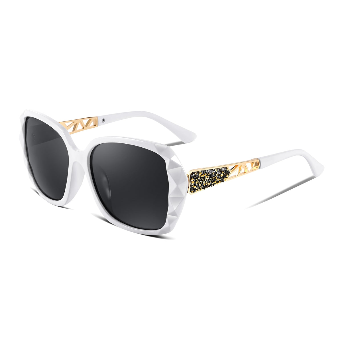 FEISEDY Polarized Women Square Sunglasses Sparkling Composite Shiny Frame B2289