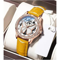 KASTWAVE Stylish Women's Waterproof Automatic Mechanical Watch with Butterfly Skeleton Dial - Perfect for Casual and Dressy Occasions