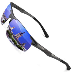 PUKCLAR Mens Driving Sunglasses Polarized Sports Sunglasses Al-Mg Metal Frame Cycling Fishing Golf Goggles