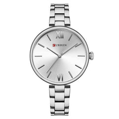 CURREN Ladies Analog Watch Stainless Steel Case Silver Dial Silver Stainless Steel Bracelet
