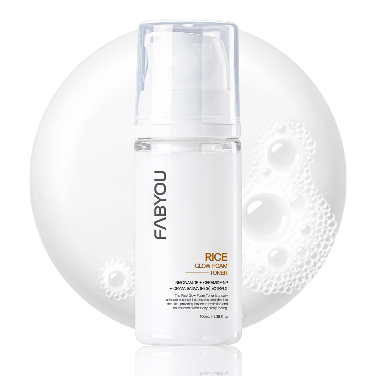 Fabyou Rice Glow Bubble Toner 100ml - Hydrating Milky Toner for Sensitive and Dry Skin, with Niacinamide and Rice Extract to Support Radiant Skin, Easy-to-Carry Size for Daily Korean Skincare Routine