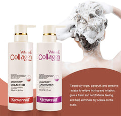 Vitamin E Collagen Anti-Hair Loss Shampoo, 500ml, Frizz Control, Damage Repair, Anti-Dendruff Shampoo for Daily use, Sulphate and Paraben Free 16.9 fl oz