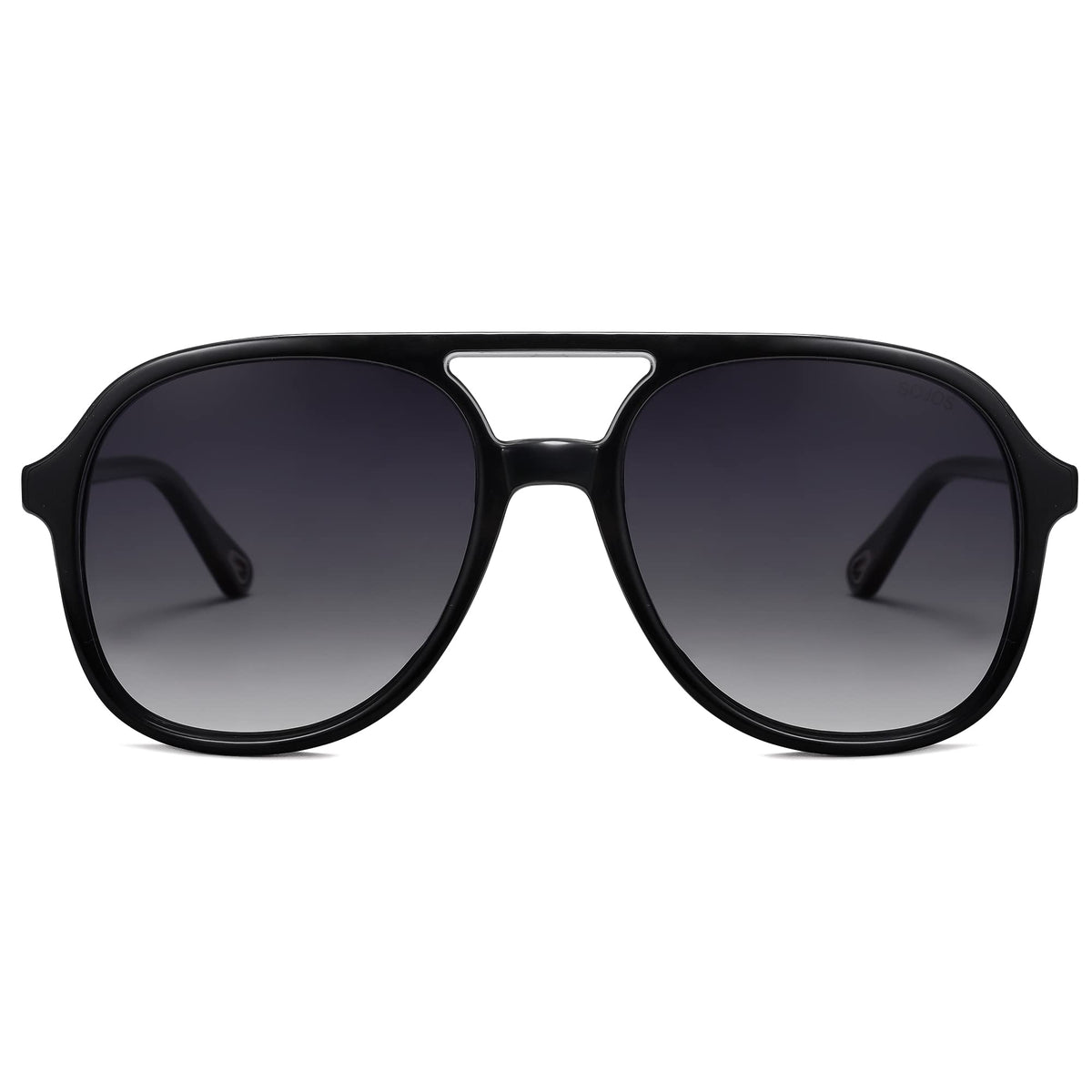 SOJOS Retro Vintage Polarized Sunglasses Double Bridge Brow Bar Square Aviators SJ2174