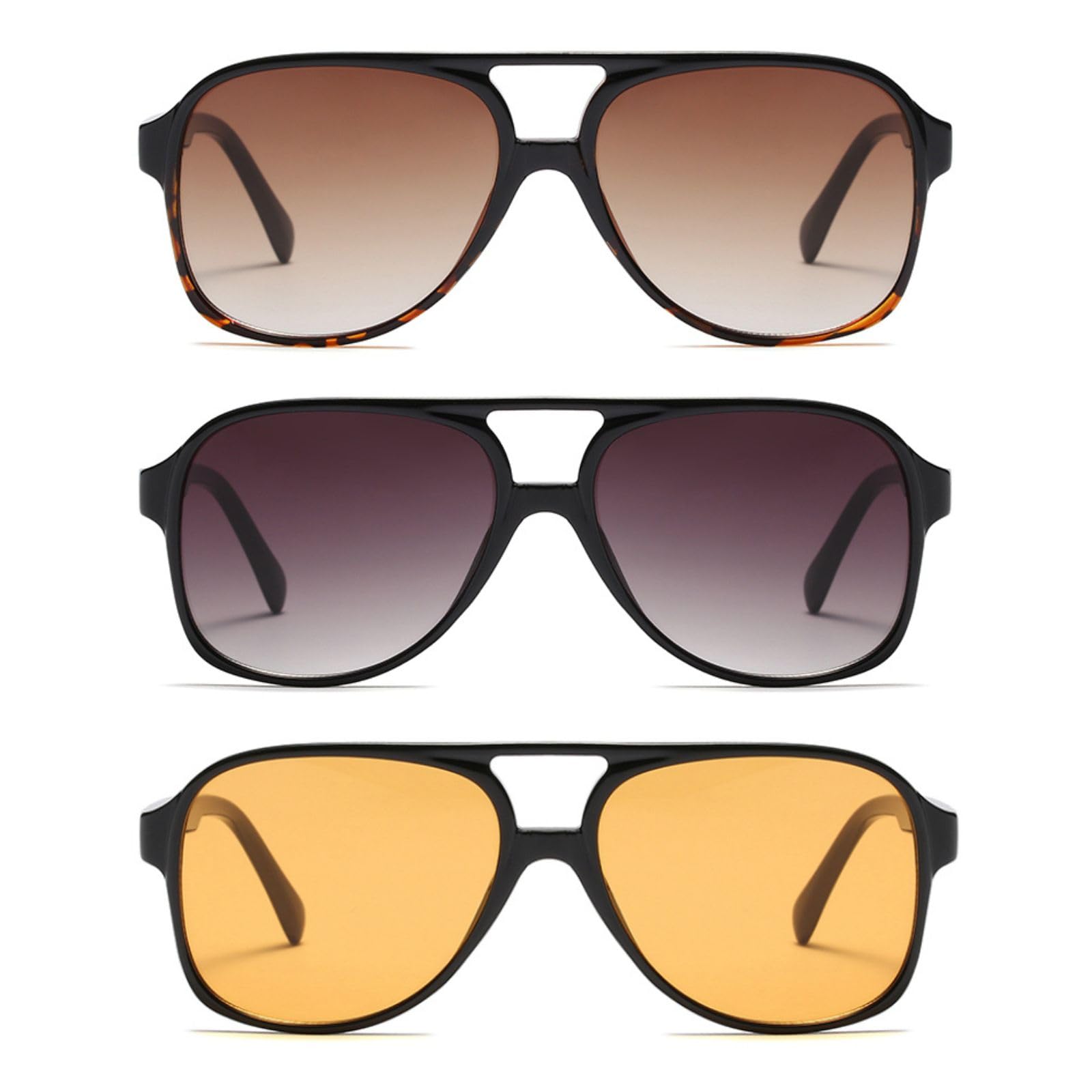 Freckles Mark Vintage Retro 70s Sunglasses for Women Men Classic Large Squared Aviator Frame UV400 Trendy Orange Glasses