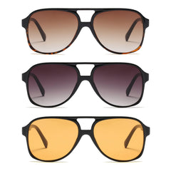 Freckles Mark Vintage Retro 70s Sunglasses for Women Men Classic Large Squared Aviator Frame UV400 Trendy Orange Glasses