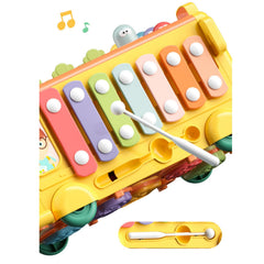 AM ANNA 12-in-1 Montessori Toys for 1 2 3 Year Old Baby Boys Girls,Hammering Pounding Toy Harvest Toys,School Bus Toys with Gears, Teaching Clock, Fishing Game and Color Matching Toy Gift for Kids