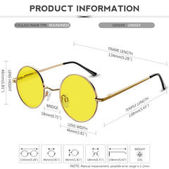 KANASTAL Hippie Round Polarized Sunglasses for Women Men, Small Circle Sun Glasses Classic Vintage Retro Shades Metal Frame UV400 Protection