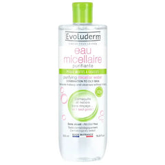 Evoluderm Micellar Water Facial Cleansing and Makeup Remover, For Combination To Oily Skin, Alcohol Free, Dermatologist Tested, 16.9 Ounces