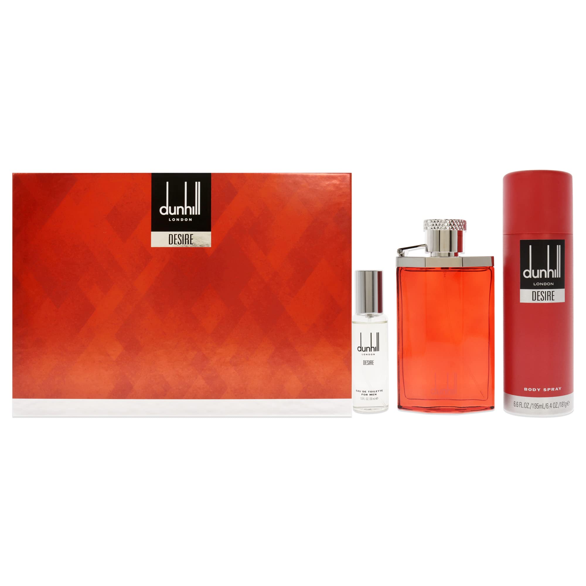 Desire Red Perfume Gift Set by Dunhill for Men -3Pc Gift Set 3.4oz Edt Spray, 1oz Edt Spray, 6.6oz Body Spray