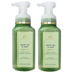Bath & Body Works Bath and Body Works White Tea & Sage Gentle Foaming Hand Soap 8.75 Ounce 2-Pack (White Sage) 17.5 Ounce