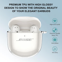TPU Clear Case Compatible with Bose QuietComfort Ultra Earbuds Case (2023) and Bose QuietComfort Earbuds II Wireless Earbuds,Soft TPU Shockproof Protective Cover with Keychain and Cleaning Kit