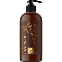Maple Holistics Pure Castor Oil for Body & Skin Care Great for Wraps & Compresses - Castor Oil for Hair Skin and Nails plus Eyelashes and Eyebrows - Natural Carrier Oil for Essential Oils Mixing (Large 16 Fl Oz)