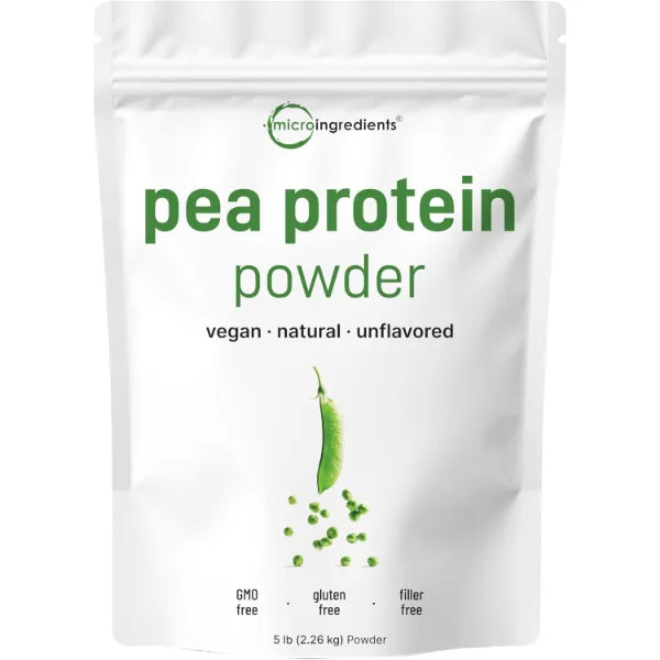 Micro Ingredients North American Grown, Pea Protein Powder, 5 Pounds | Plant Based, Unflavored | Complete Vegan Protein Source with BCAAs & EAAs – 27g Serving | Non-GMO, Keto Friendly